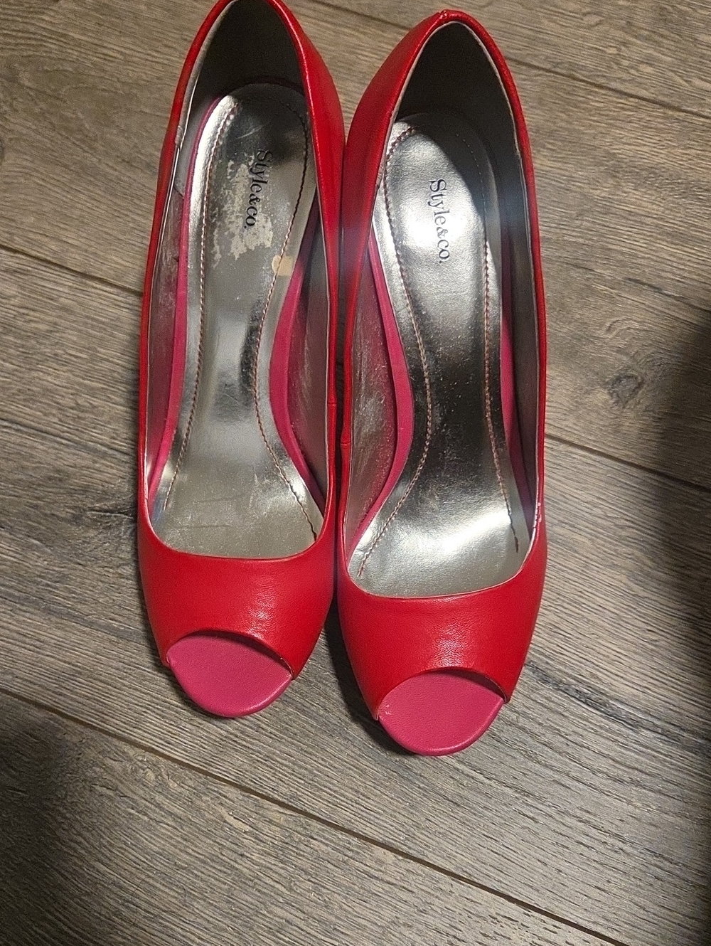 Style & Co. Red Pumps with Pink Open Toe